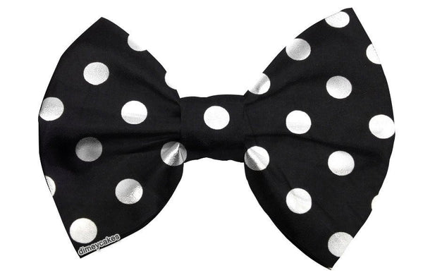 Black Polkadot Hair Bow